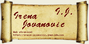 Irena Jovanović vizit kartica